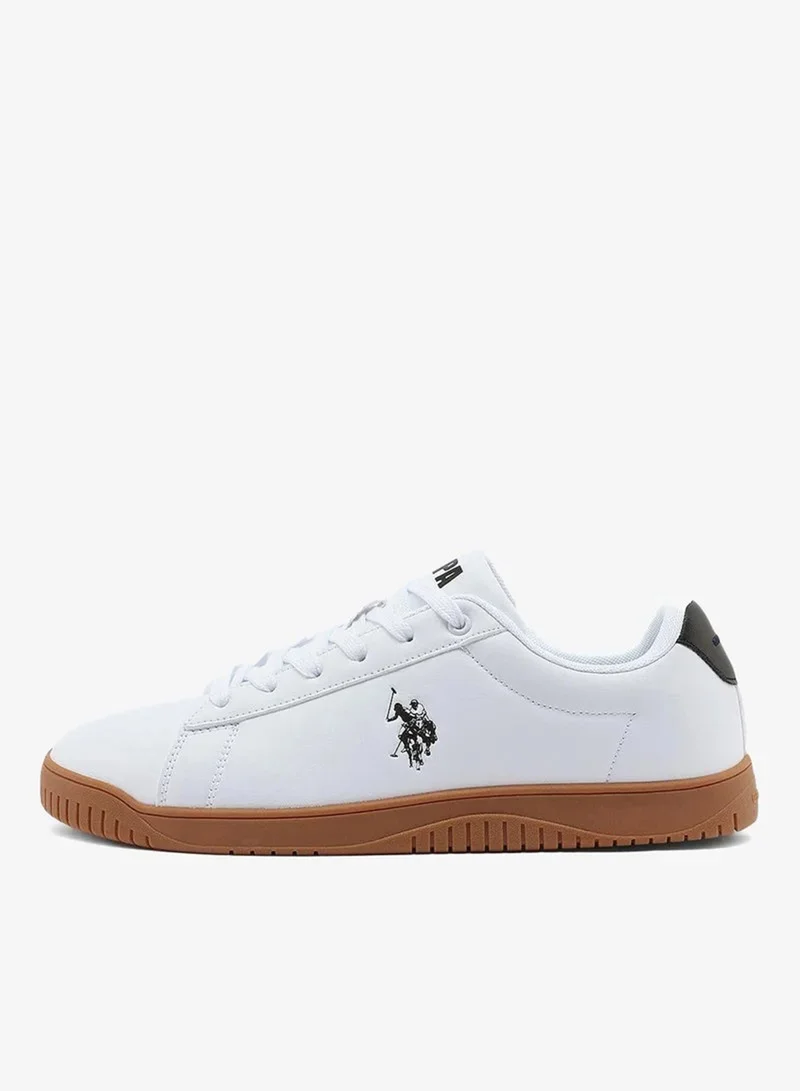 يو اس بولو اسن USPA Men's Casual Sneakers – White with Gum Sole | Classic Lace-Up Lifestyle Shoes | Comfortable Everyday Walking Sneakers