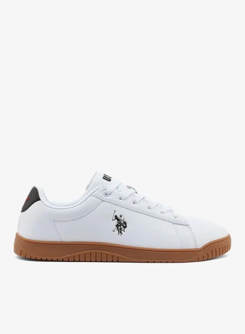 يو اس بولو اسن USPA Men's Casual Sneakers – White with Gum Sole | Classic Lace-Up Lifestyle Shoes | Comfortable Everyday Walking Sneakers