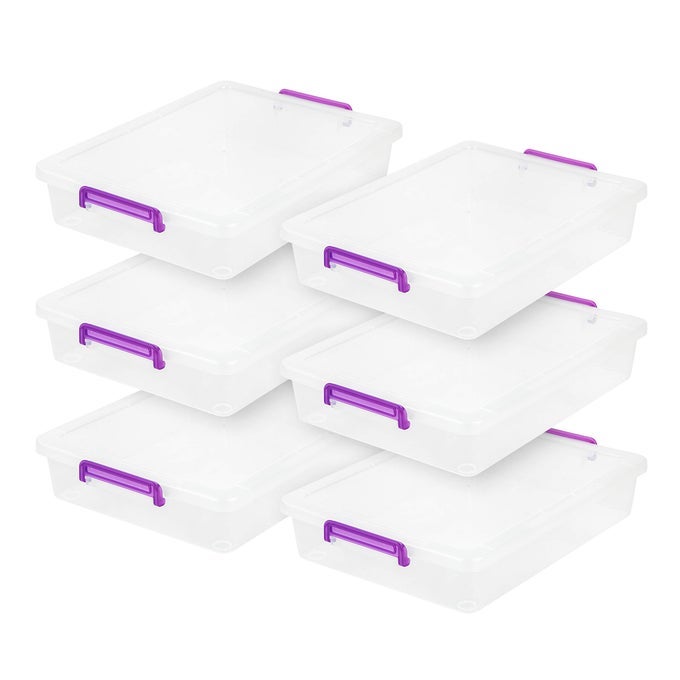 USA 6 QT PLASTIC STORAGE BINS WITH LIDS 6 PACK CRAFT STORAGE CONTAINER SENSORY BIN ORGANIZING CONTAINERS FOR HOME OFFICE ART SUPPLIES STACKABLE CLEAR