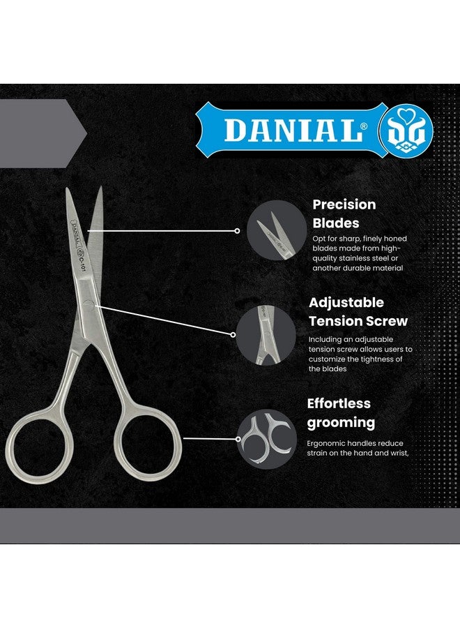 DANIAL 4.5 Inches Stainless Steel Hair Cutting Scissors - Professional Men's Barber Tool for Small Mustache, Beard, Nose and Eyebrow Grooming - Rust Free - Precision Trimming at Its Finest - Image 3