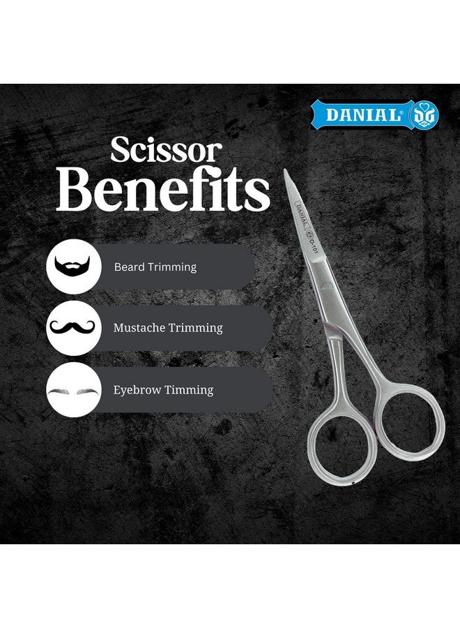 DANIAL 4.5 Inches Stainless Steel Hair Cutting Scissors - Professional Men's Barber Tool for Small Mustache, Beard, Nose and Eyebrow Grooming - Rust Free - Precision Trimming at Its Finest - Image 2