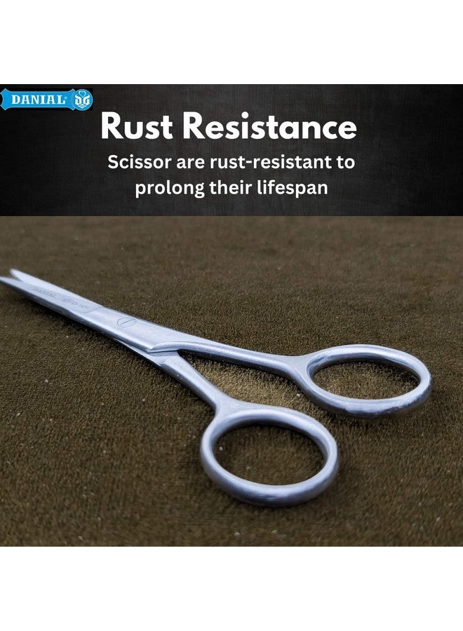DANIAL 4.5 Inches Stainless Steel Hair Cutting Scissors - Professional Men's Barber Tool for Small Mustache, Beard, Nose and Eyebrow Grooming - Rust Free - Precision Trimming at Its Finest - Image 4
