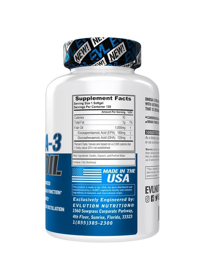 Evlution Nutrition Triple Strength Omega 3 Fish Oil - Burpless Fish Oil EPA DHA Omega 3 Supplement in Easy to Swallow Citrus Flavor Softgels - Enteric Coated Fish Oil Supplement - 120 Count - Image 2