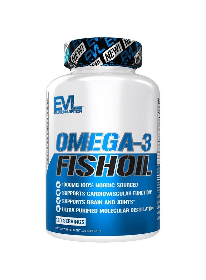 Evlution Nutrition Triple Strength Omega 3 Fish Oil - Burpless Fish Oil EPA DHA Omega 3 Supplement in Easy to Swallow Citrus Flavor Softgels - Enteric Coated Fish Oil Supplement - 120 Count - Image 1