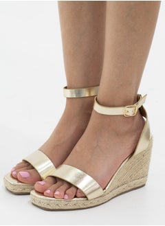 LAMARAPARIS Jacinta one band espadrille 9cm wedge heel sandals gold  - Image 2