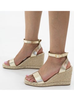 LAMARAPARIS Jacinta one band espadrille 9cm wedge heel sandals gold  - Image 3