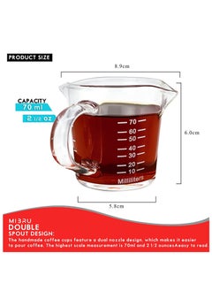 MIBRU Coffee Espresso Glass Measuring Cup With Handle Clear 75ml  Barista Cup For Milk Tea  - Image 4