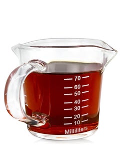 MIBRU Coffee Espresso Glass Measuring Cup With Handle Clear 75ml  Barista Cup For Milk Tea  - Image 1
