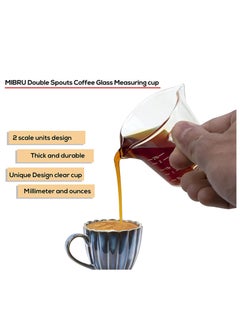 MIBRU Coffee Espresso Glass Measuring Cup With Handle Clear 75ml  Barista Cup For Milk Tea  - Image 3