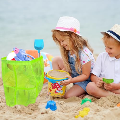 Yunaeduo Extra Large Mesh Beach Bag - Lightweight & Foldable Family Beach Bag with 9 Pockets for Toys, Towels & Vacation Essentials - Green - Image 3