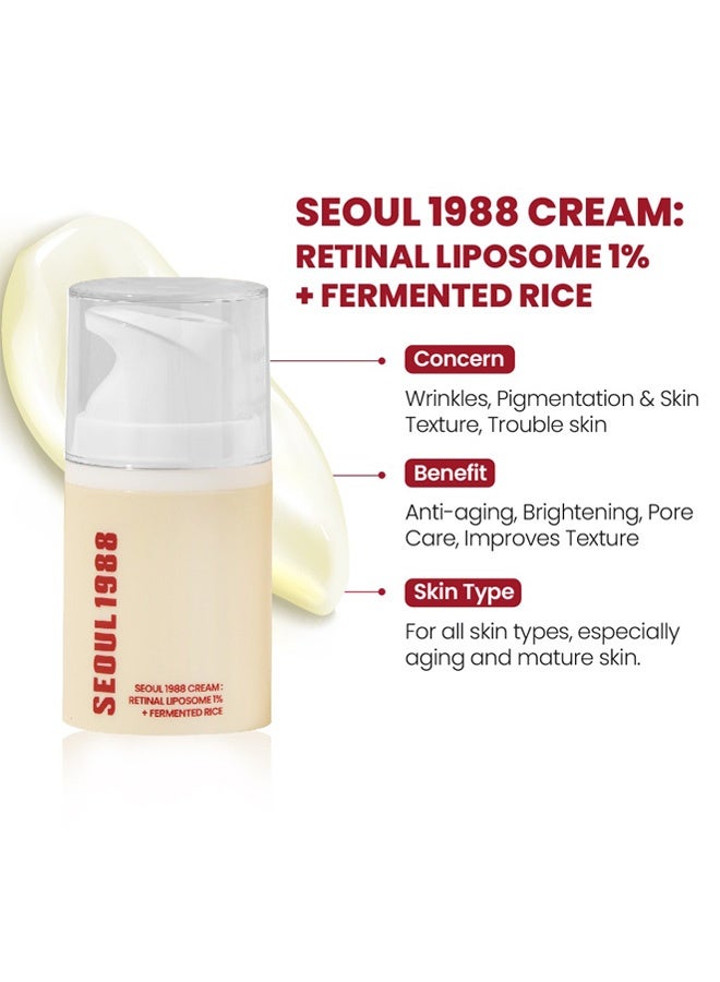 سيول 1988 كريم سيول 1988 بحبيبات ريتينول - 1% ريتينول محاط + أرز مخمر - كريم وجه مضاد للشيخوخة وتفتيح البشرة - مرطب لطيف برتينويد - عناية بالبشرة الكورية 50 مل - Image 3