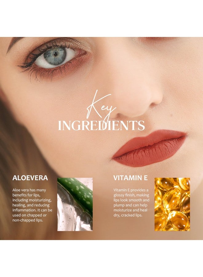 JUST GOLD روج مات طويل الأمد من JUST GOLD مع تغذية من فيتامين E والألوة فيرا L08 لوز أحمر غني لمظهر مكياج جريء - Image 3