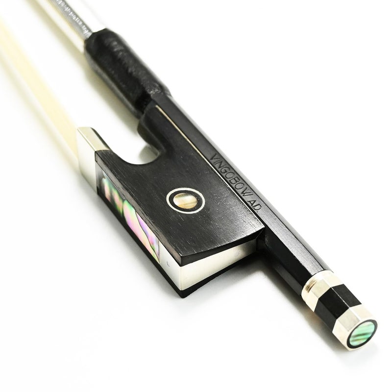 VINGOBOW Carbon Fiber Violin Bow 3/4 Size VINGOBOW 100V Advanced Level 69cm Three Quarters Parisian Eyes Ebony Frog Real Mongolian White Horse Hair Warm Clear Tone Straight Smooth Screw Great Flexibility - Image 3