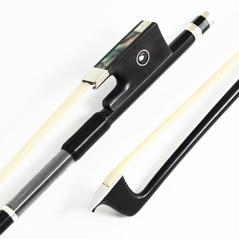 VINGOBOW Carbon Fiber Violin Bow 3/4 Size VINGOBOW 100V Advanced Level 69cm Three Quarters Parisian Eyes Ebony Frog Real Mongolian White Horse Hair Warm Clear Tone Straight Smooth Screw Great Flexibility - Image 1