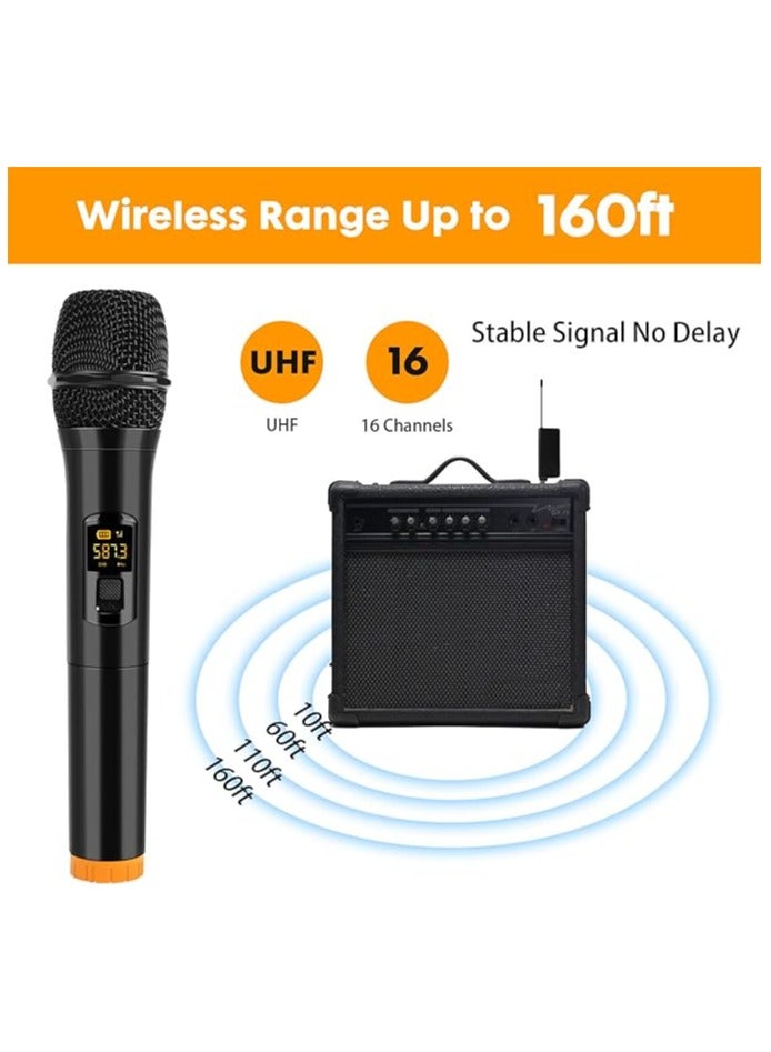 DUSALA Wireless Microphone, UHF Dual Portable Handheld Dynamic Karaoke Mic with Rechargeable Receiver, Cordless Karaoke System for PA System, Speaker, Amplifier, Family Party, Singing, Meeting, 160 ft Range - Image 4