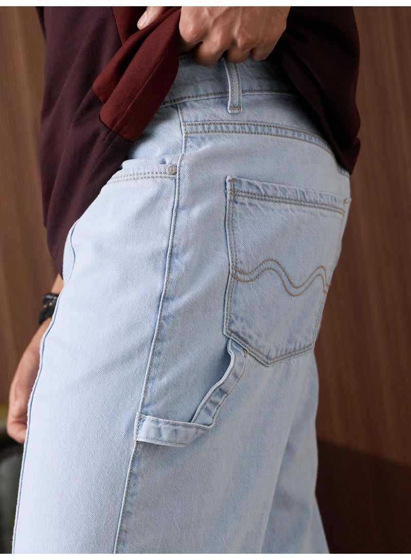 The Souled Store Men Light Blue Denim Straight Fit Jeans - Image 3