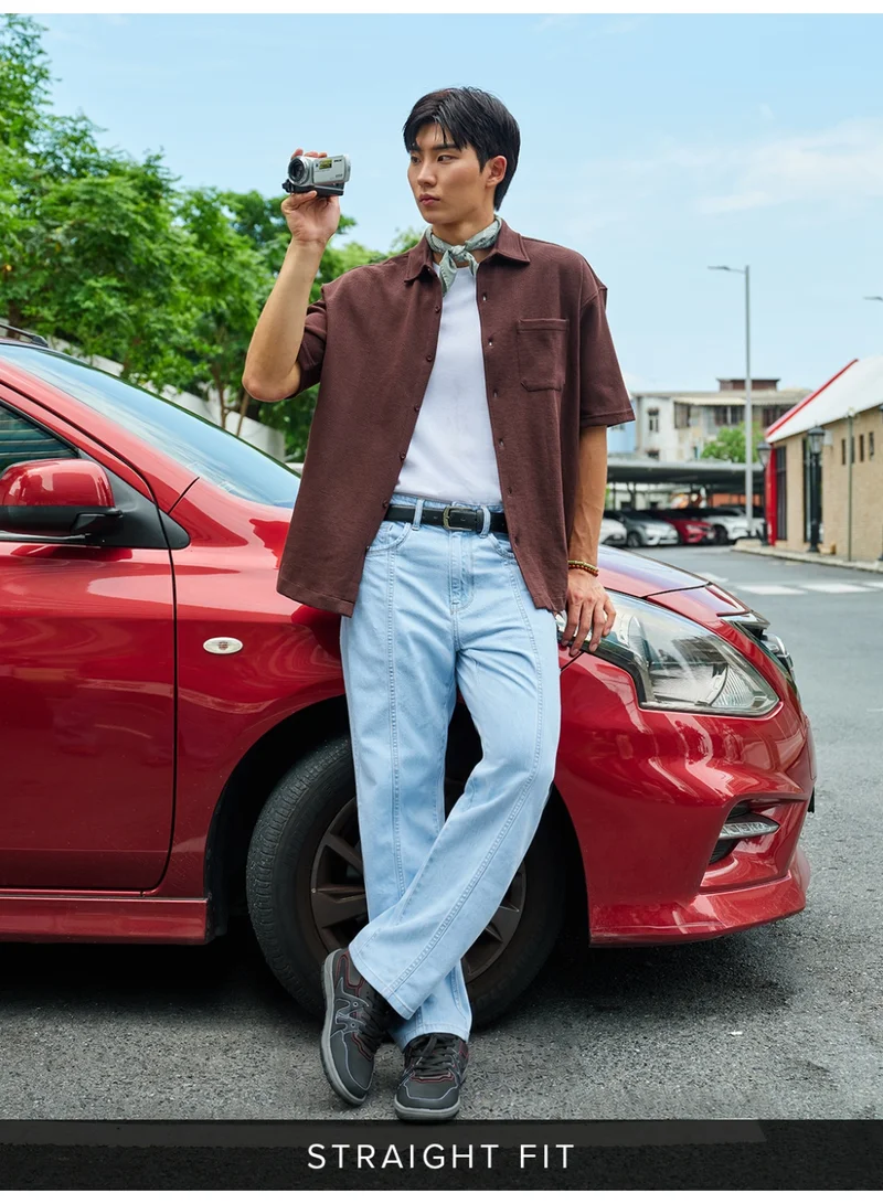 The Souled Store Men Light Blue Denim Straight Fit Jeans
