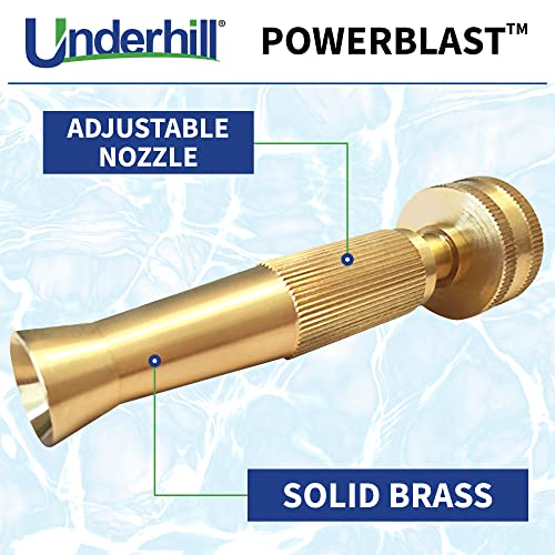 Underhill PowerBlast MultiMax Garden Water Hose Nozzle Adjustable, 7 GPM 80 PSI, 3/4-Inch Thread Inlet, High Pressure Heavy-Duty Brass, GNA-75 - Image 2