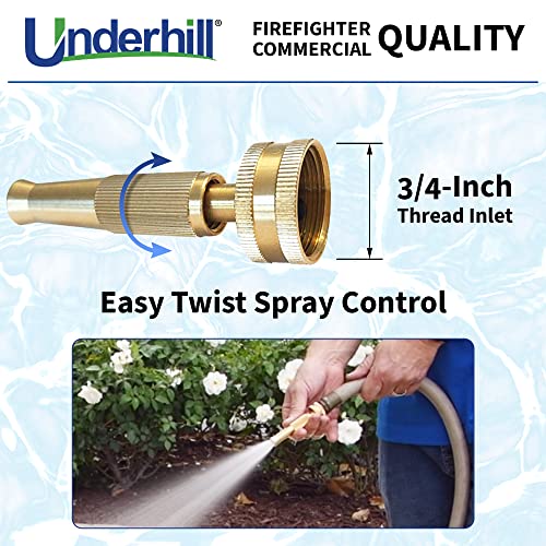 Underhill PowerBlast MultiMax Garden Water Hose Nozzle Adjustable, 7 GPM 80 PSI, 3/4-Inch Thread Inlet, High Pressure Heavy-Duty Brass, GNA-75 - Image 3