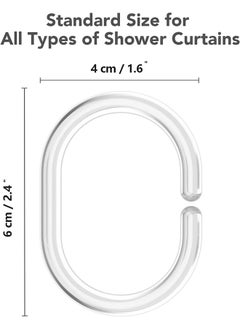 HY 24 PCS Gliding Plastic Shower Curtain Rings Hooks,Curtain Rings Shower Curtain Hooks,Shower Curtain Rings Durable Bathroom Rings,Shower Window Rods(C-Shaped,Transparent)  - Image 2