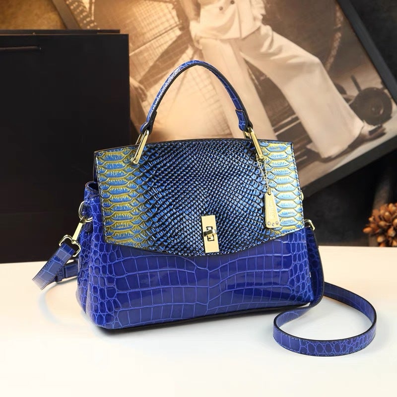 Crocodile Pattern Patent Leather Women'S Bag Shoulder Messenger Bag Fashion High-End Organ Bag Live Explosion Large - Image 4
