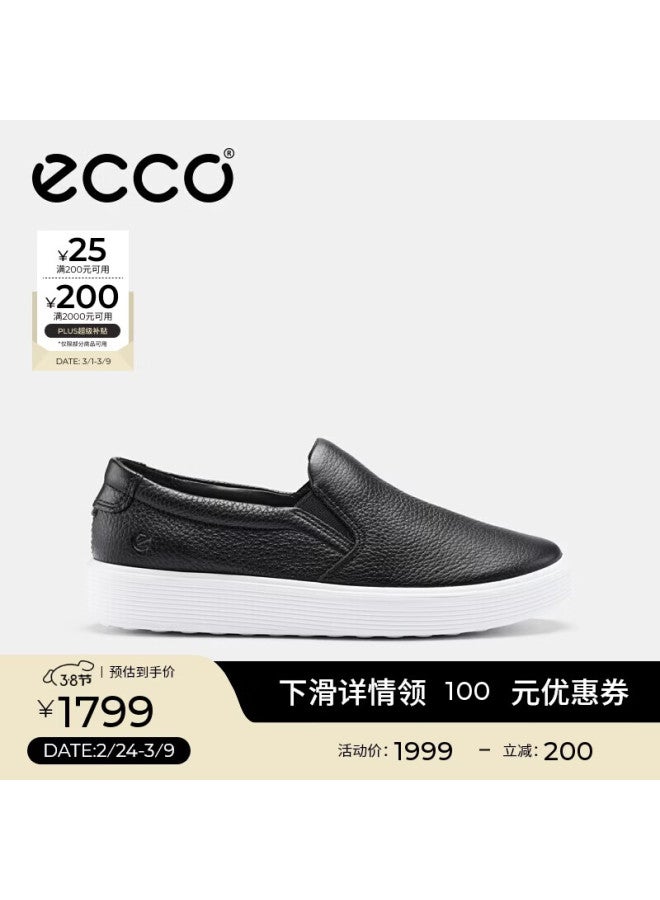 Ecco Women's Spring Comfortable Leather Non-slip Durable Fashion Casual Sneakers Soft 60th Anniversary 219253 Black Size 36 - Image 1