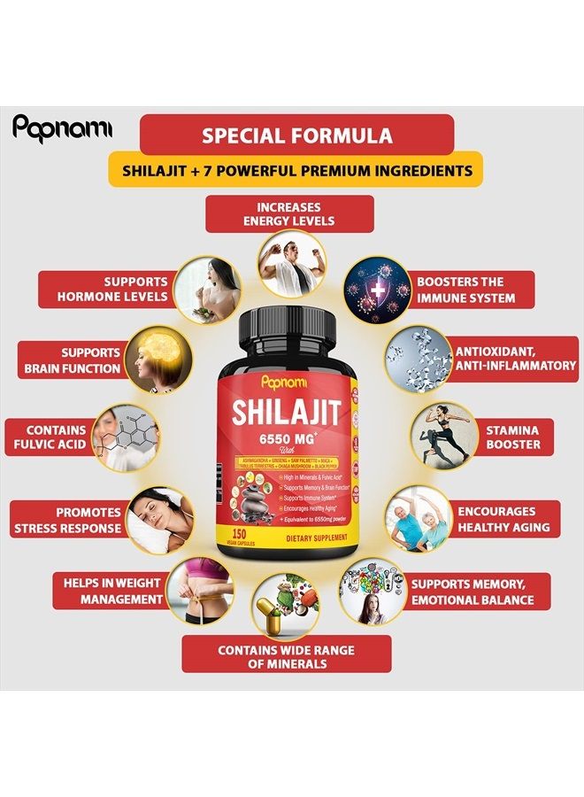 Papnami Shilajit Extract 6550mg  150 Capsules - Image 4