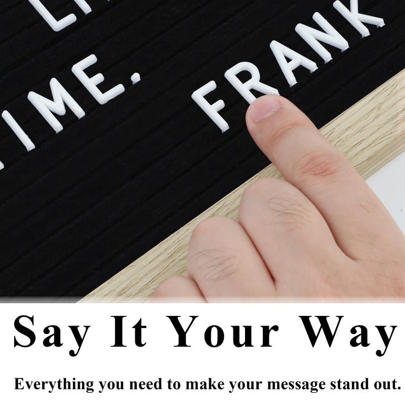 C CRYSTAL LEMON Letter Board, 336 Letters Numbers & Symbols, Felt Letter Board, 10x10 inches, Changeable Wooden Message Board Sign, Wood Frame, Wall Mount, with Display Stand (Black) - Image 4