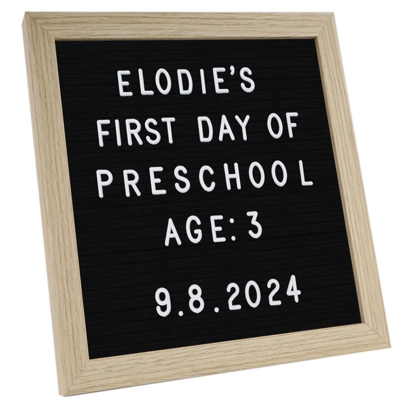 C CRYSTAL LEMON Letter Board, 336 Letters Numbers & Symbols, Felt Letter Board, 10x10 inches, Changeable Wooden Message Board Sign, Wood Frame, Wall Mount, with Display Stand (Black) - Image 1