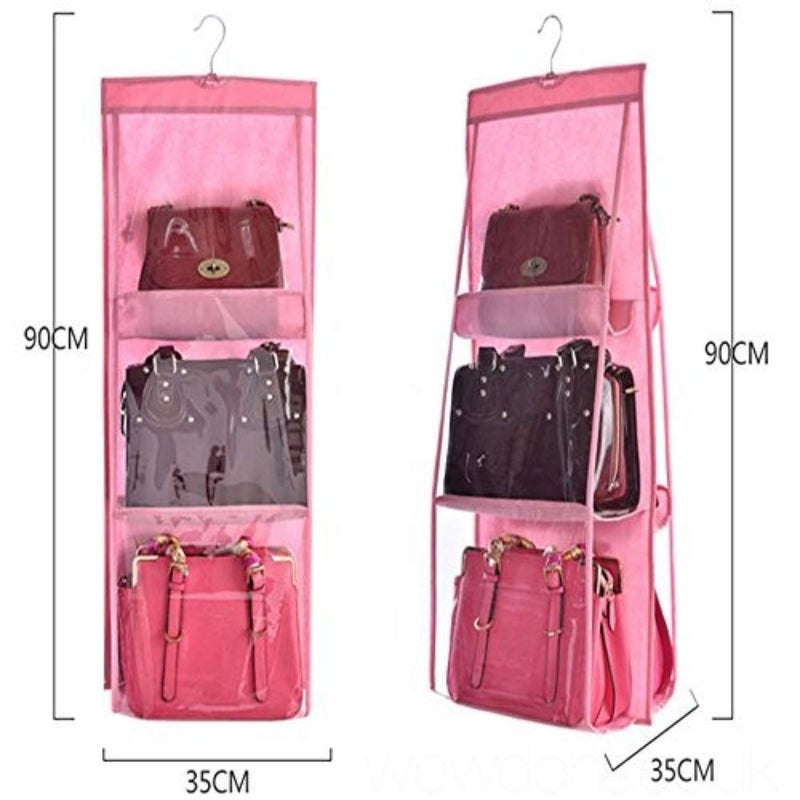 HOMAVA 6 Pocket Large Clear Purse Hanging Storage Organizer Closet Tidy Handbag 90 X 35 X 35 cm Multi Color - Image 2