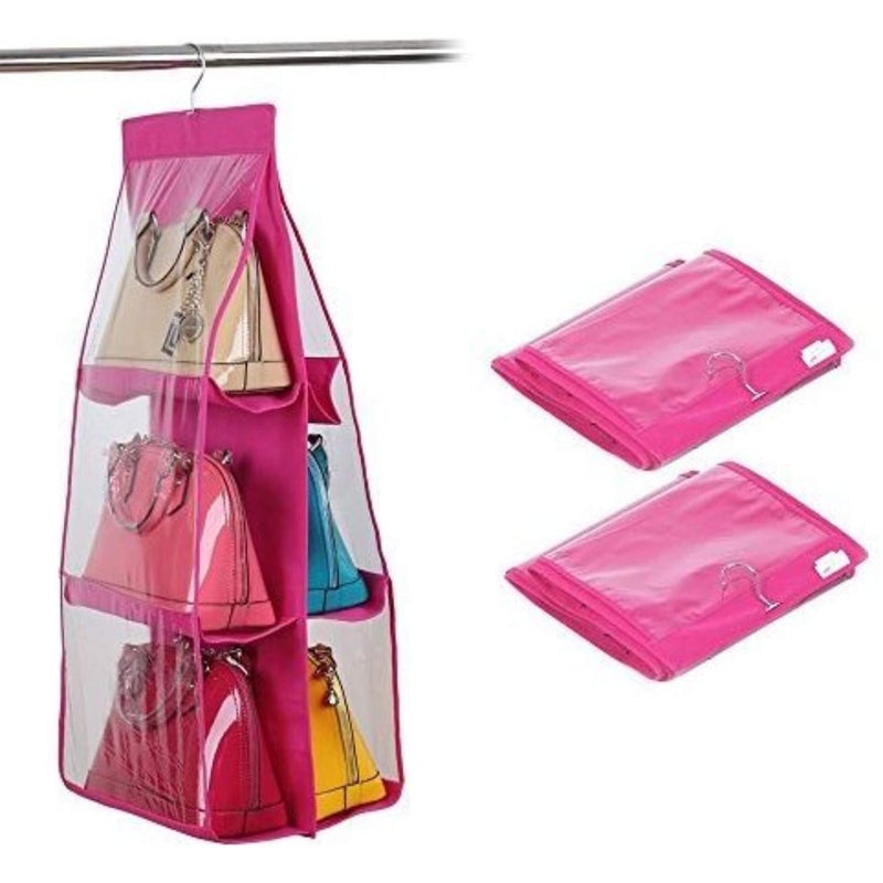 HOMAVA 6 Pocket Large Clear Purse Hanging Storage Organizer Closet Tidy Handbag 90 X 35 X 35 cm Multi Color - Image 5