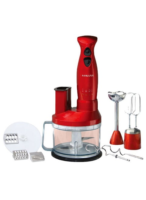 7-In-1 Multifunctional Food Processor Hand Blender, Chopper, Mixer, 700 Watt, Splash Control SK-5011-7 Red