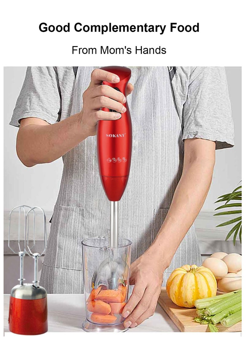 7-In-1 Multifunctional Food Processor Hand Blender, Chopper, Mixer, 700 Watt, Splash Control SK-5011-7 Red