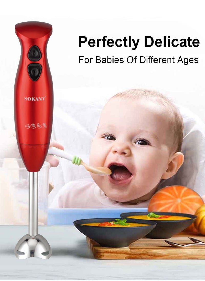 7-In-1 Multifunctional Food Processor Hand Blender, Chopper, Mixer, 700 Watt, Splash Control SK-5011-7 Red