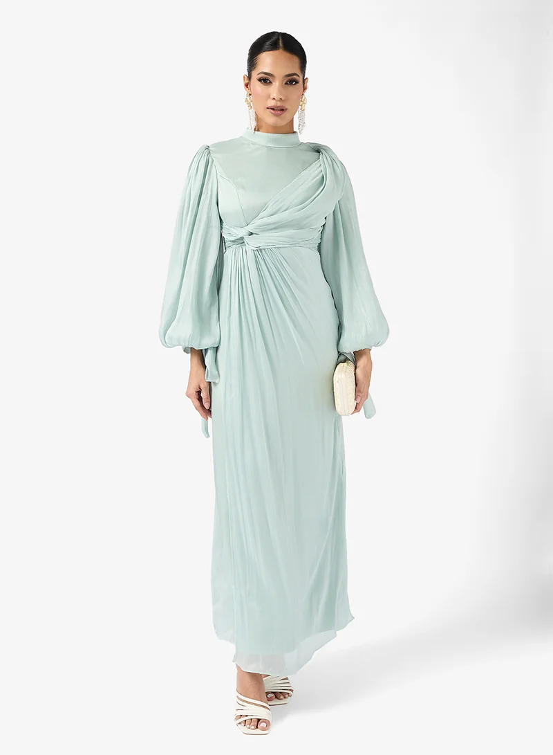 Khizana Ruched Puff Sleeve Dress