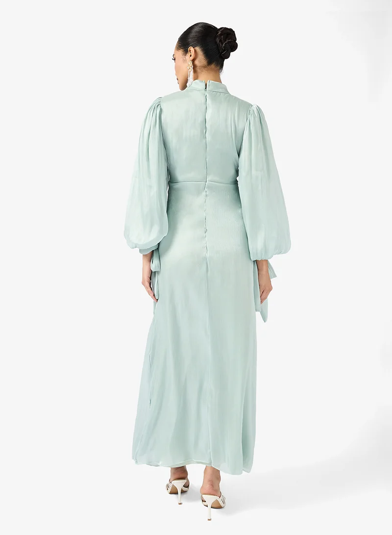 Khizana Ruched Puff Sleeve Dress