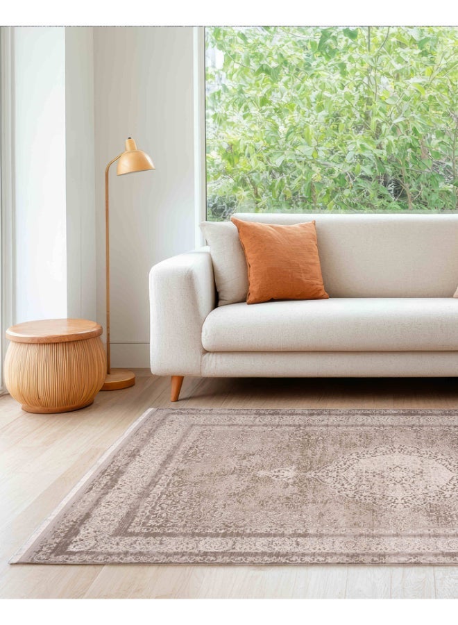 Almas Kavir Carpet Carpet Woven Rug in Soft Texture | Heritage Incense Design - Beige | Size - 150x225 cm (5x7 ft) | For Medium Sized Family room, Bedroom with queen beds, 4-6 seater Dinning area, Entry hallways & Foyers - Image 2