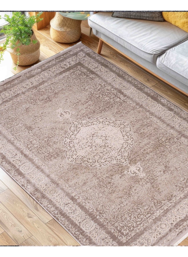 Almas Kavir Carpet Carpet Woven Rug in Soft Texture | Heritage Incense Design - Beige | Size - 150x225 cm (5x7 ft) | For Medium Sized Family room, Bedroom with queen beds, 4-6 seater Dinning area, Entry hallways & Foyers - Image 1