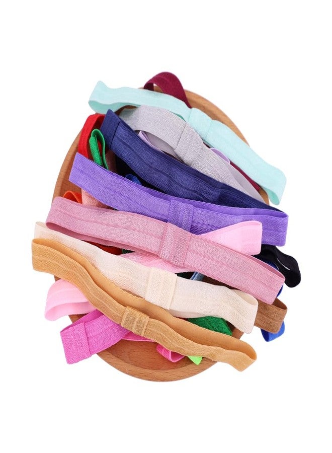 Jomila Pack of 24 Interchangeable Nylon Headbands for Newborn Toddler Baby Girls High Stretchy Add-A-Bow Elastic Head Bands (FOE 24 colors) - Image 2