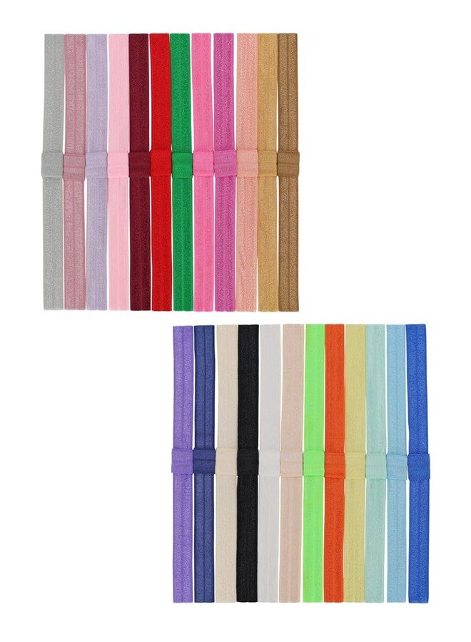 Jomila Pack of 24 Interchangeable Nylon Headbands for Newborn Toddler Baby Girls High Stretchy Add-A-Bow Elastic Head Bands (FOE 24 colors) - Image 1