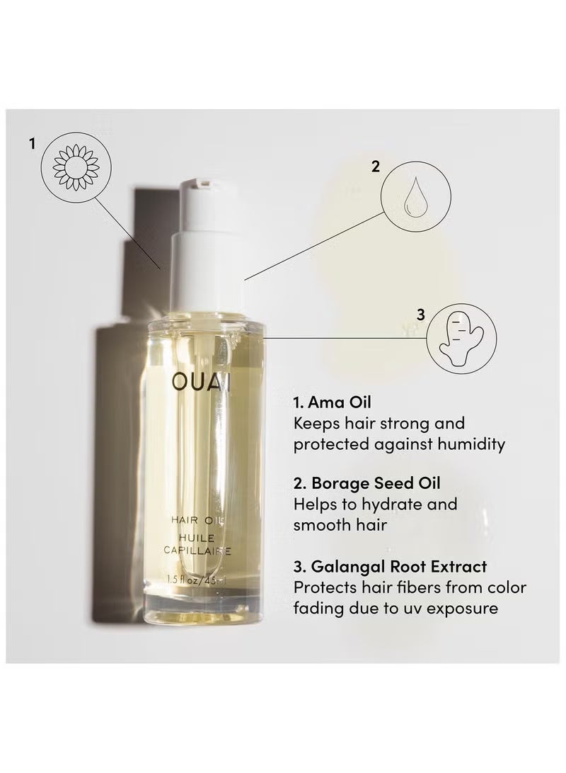 Ouai Hair Oil - Hair Heat Protectant Oil for Frizz Control - Adds Shine and Smooths Split Ends - Color Safe Formula - Paraben, Phthalate and Sulfate Free (1.5 fl oz) - Image 3