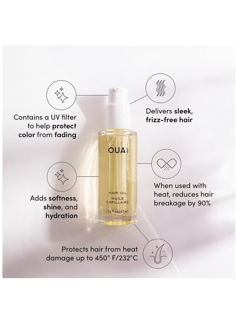 Ouai Hair Oil - Hair Heat Protectant Oil for Frizz Control - Adds Shine and Smooths Split Ends - Color Safe Formula - Paraben, Phthalate and Sulfate Free (1.5 fl oz) - Image 2