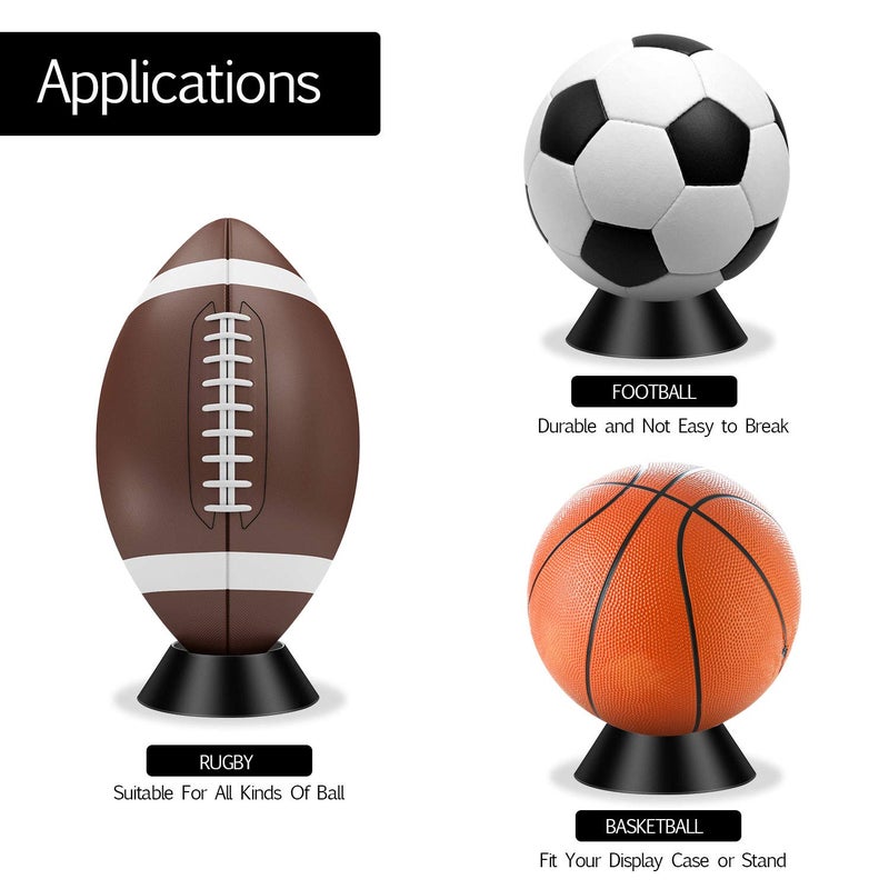 Blulu 6 Pcs Memorabilia Ball Display Stand Pedestal Ball Stand Holder for Soccer Basketball Football Volleyball Softball Bowling(Black) - Image 3