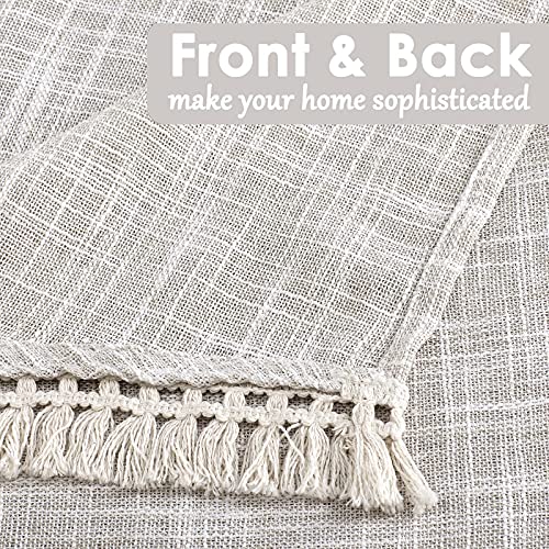 BD BEDA HOME Beda Home Tassel Linen Textured Swag Curtain Valance for Farmhouses’ Kitchen; Light Filtering Rustic Short Swag Topper for Small Windows Bedroom Privacy Added Rod Pocket Design(Nature 36x63-2PCs) - Image 4