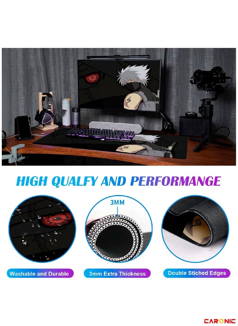 CARONIC - Large Gaming Mouse Pad with Superior Micro Weave Cloth Extended Desk Mousepad with Stitched Edges Non-Slip Base Water Resist Keyboard Pad For Gamer And Office Home Naruto - Image 1