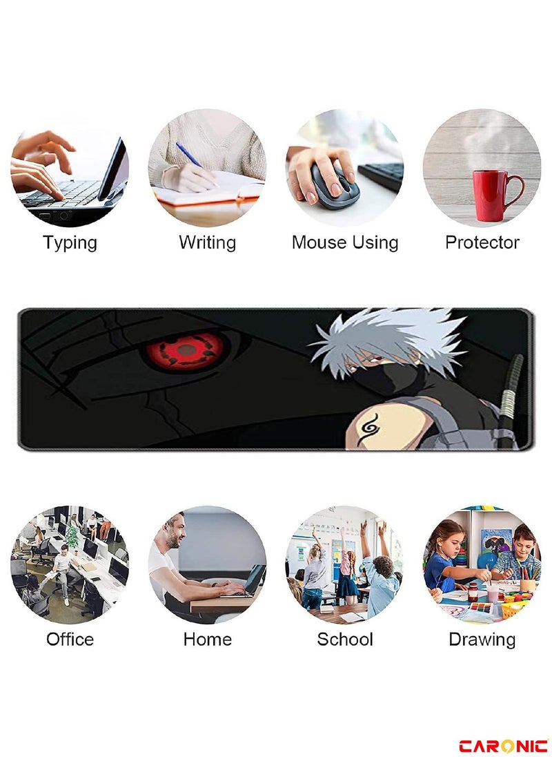 CARONIC - Large Gaming Mouse Pad with Superior Micro Weave Cloth Extended Desk Mousepad with Stitched Edges Non-Slip Base Water Resist Keyboard Pad For Gamer And Office Home Naruto - Image 1