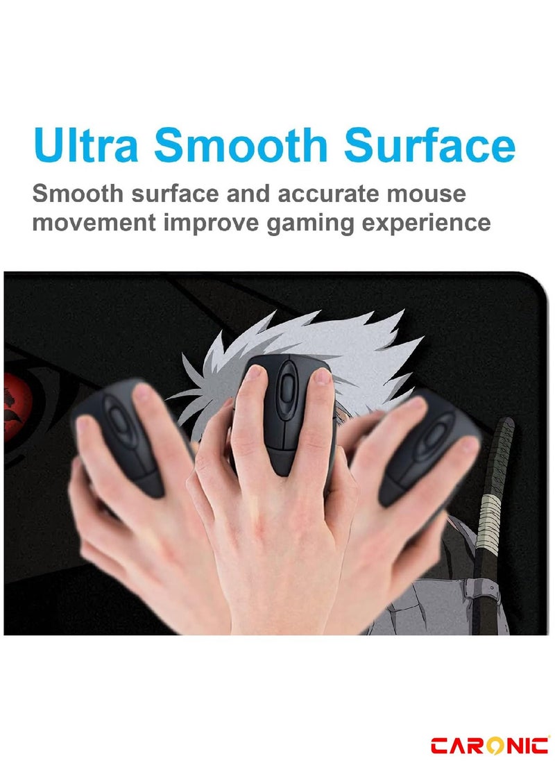 CARONIC - Large Gaming Mouse Pad with Superior Micro Weave Cloth Extended Desk Mousepad with Stitched Edges Non-Slip Base Water Resist Keyboard Pad For Gamer And Office Home Naruto - Image 1