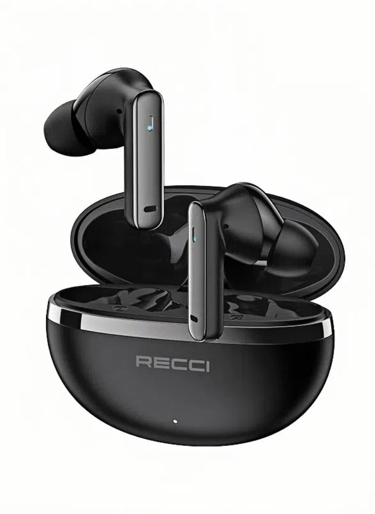 Recci True Wireless Earbuds with Strong Active Noise Cancelling, 38dB ANC and Dual-Mic ENC Bluetooth Headphones, Powerful bass, 44H Playtime, Bluetooth 5.3, Intelligent Touch Control, Sport Earbuds for iPhone, Android, Black  - Image 1