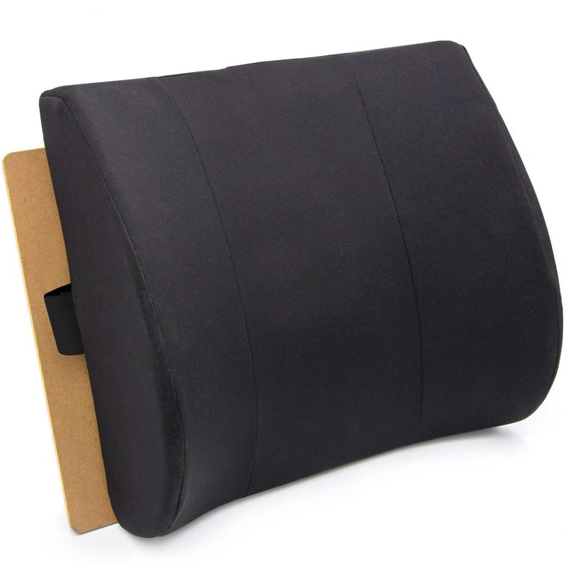 DMI Lumbar Support Pillow for Chair to Assist with Back Support with Removable Washable Cover and Firm Insert to Ease Lower Back Pain while Improving Posture,14 x 13 x 5,Contoured Foam,Elite,Black - Image 1
