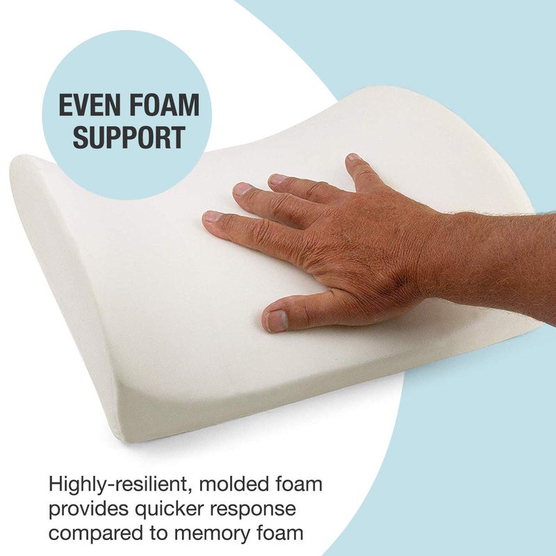 DMI Lumbar Support Pillow for Chair to Assist with Back Support with Removable Washable Cover and Firm Insert to Ease Lower Back Pain while Improving Posture,14 x 13 x 5,Contoured Foam,Elite,Black - Image 3